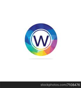 W Letter colorful logo in the hexagonal. Polygonal letterW