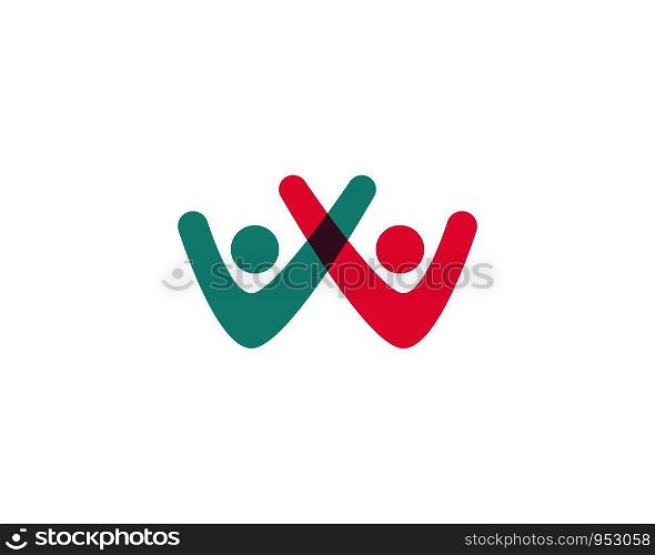 W letter community care Logo template vector icon