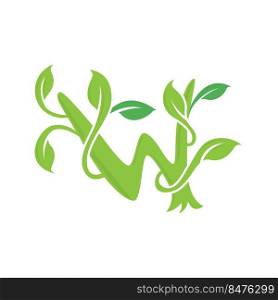 W letter ecology nature element vector icon. Lettering icon vector logo design
