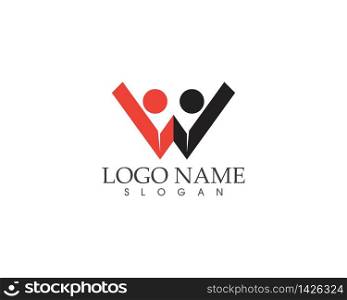 W letter human character logo template
