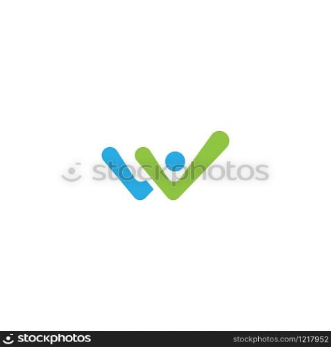 W letter initial Community, network and social logo design template vector