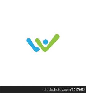 W letter initial Community, network and social logo design template vector