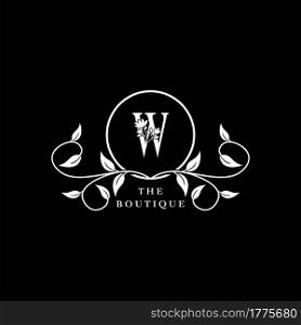 W Letter Logo Boutique Luxury Nature Floral Flower. Monogram vector design concept letter and floral flower with leaf for initial, fashion brand, and luxuries business identity.