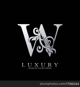 W Letter Logo Monogram Luxury Initial Logo vector template design silver.