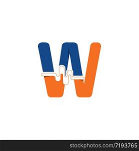 W Letter logo on pulse concept creative template design