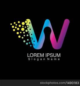 W Letter Logo with dots gradient design. company Alphabet vector template