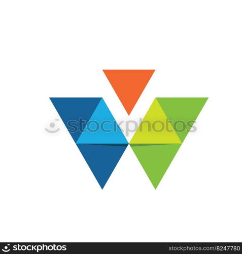 w letter origami vector illustration concept design template web