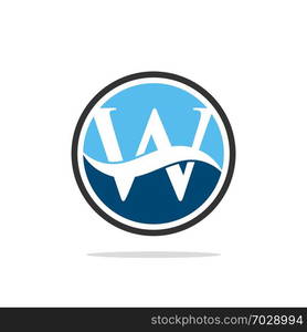 W Letter Wave Logo Template