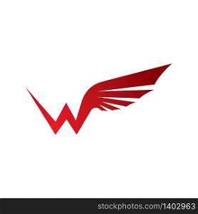 W letter wing logo vector icon design