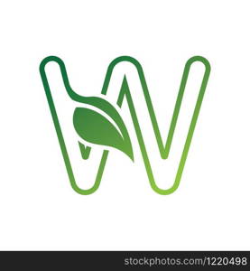 W Letter with leaf logo or symbol concept template design