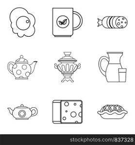 Wad icons set. Outline set of 9 wad vector icons for web isolated on white background. Wad icons set, outline style