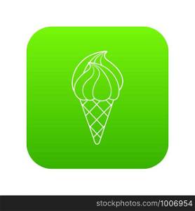 Wafer ice cream icon green vector isolated on white background. Wafer ice cream icon green vector