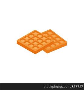 Waffle icon in isometric 3d style isolated on white background. Two slices of wafers. Waffle icon, isometric 3d style