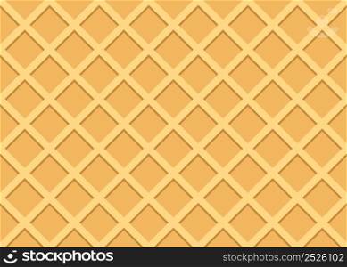 Waffle pattern. Waffle texture seamless pattern. Wafer cone texture for icecream. Seamless pattern for ice cream. Design biscuit background. Snack waffel wallpaper. Vector.