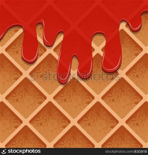 Waffles in jam. A realistic texture of the products. Place for your text. Waffles in jam. A realistic texture of the products