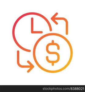 Wages pixel perfect gradient linear vector icon. Hourly earnings. Employee monetary compensation. Overtime pay. Thin line color symbol. Modern style pictogram. Vector isolated outline drawing. Wages pixel perfect gradient linear vector icon