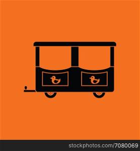 Wagon of children train icon. Orange background with black. Vector illustration.