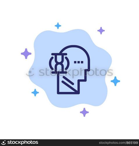 Wait, Glass, User, Male Blue Icon on Abstract Cloud Background