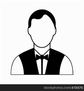 Waiter black simple icon isolated on white background. Waiter black simple icon