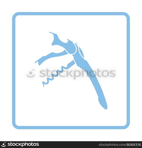 Waiter corkscrew icon. Blue frame design. Vector illustration.