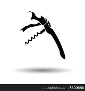 Waiter corkscrew icon. White background with shadow design. Vector illustration.
