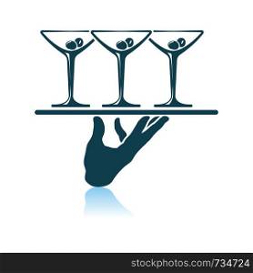 Waiter Hand Icon. Shadow Reflection Design. Vector Illustration.