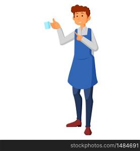 waiter holding a cups of tea or coffee with steam