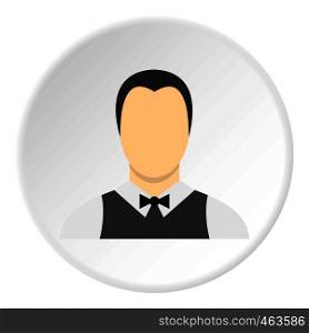 Waiter icon in flat circle isolated vector illustration for web. Waiter icon circle
