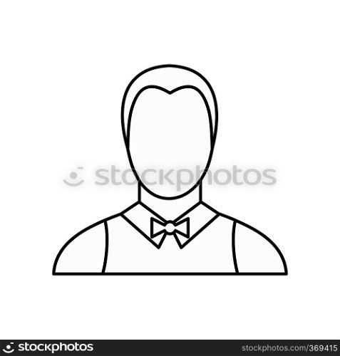 Waiter icon in outline style isolated on white background. Job symbol vector illustration. Waiter icon, outline style
