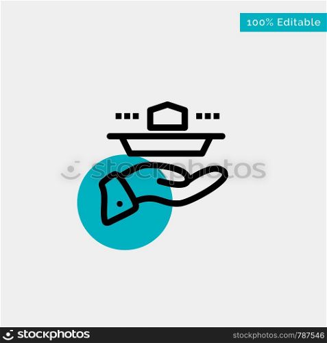 Waiter, Restaurant, Serve, Lunch, Dinner turquoise highlight circle point Vector icon