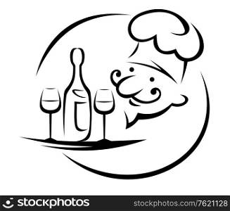 Waiter with champagne and glasses on tray