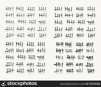 Waiting counting tally marks. Waiting counting tally numbers or tally marks isolated on white background. Vector illustration