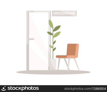 Waiting office hall semi flat RGB color vector illustration. Corridor near meeting room. Recruitment agency. Job interview room. Empty corporate lobby isolated cartoon object on white background. Waiting office hall semi flat RGB color vector illustration