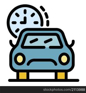 Waiting online taxi icon. Outline waiting online taxi vector icon color flat isolated. Waiting online taxi icon color outline vector