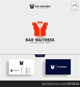 waitress bar, or waiter creative logo template vector illustration with business card - vector. waitress bar, or waiter creative logo template vector illustration