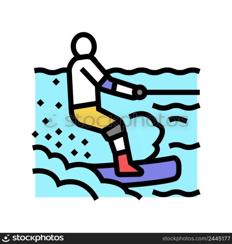 wakeboarding extreme sport color icon vector. wakeboarding extreme sport sign. isolated symbol illustration. wakeboarding extreme sport color icon vector illustration