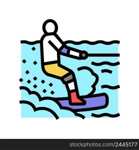 wakeboarding extreme sport color icon vector. wakeboarding extreme sport sign. isolated symbol illustration. wakeboarding extreme sport color icon vector illustration