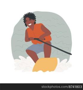 Wakeboarding isolated cartoon vector illustration. Young teen boy in special equipment having fun when wakeboarding, water extreme sport, active lifestyle, nautical leisure time vector cartoon.. Wakeboarding isolated cartoon vector illustration.