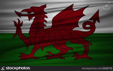 Wales flag vector. Vector flag of Wales blowig in the wind. EPS 10.