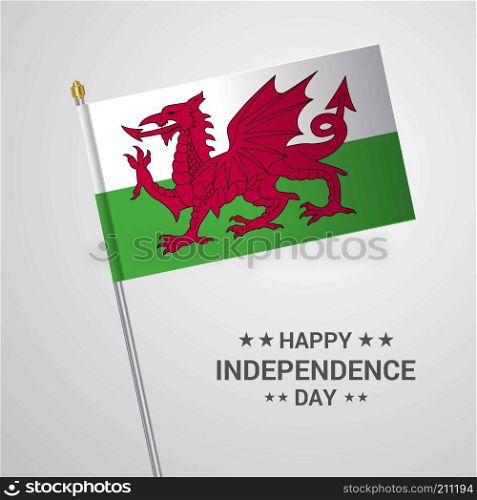 Wales Independence day typographic design with flag vector