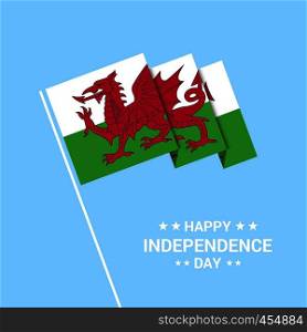 Wales Independence day typographic design with flag vector