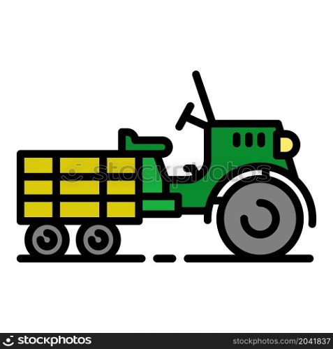Walk-behind tractor icon. Outline walk-behind tractor vector icon color flat isolated. Walk-behind tractor icon color outline vector