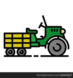 Walk-behind tractor icon. Outline walk-behind tractor vector icon color flat isolated. Walk-behind tractor icon color outline vector