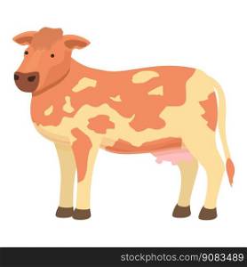 Walk cow icon cartoon vector. Farm animal. Eat grass. Walk cow icon cartoon vector. Farm animal