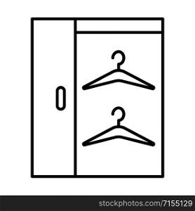 Walk in closets linear icon. Dressing room. Wardrobe. Furniture for hanging clothes storage. Cupboard, cabinet. Thin line illustration. Contour symbol. Vector isolated outline drawing. Editable stroke