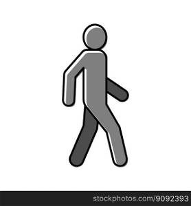 walk man silhouette color icon vector. walk man silhouette sign. isolated symbol illustration. walk man silhouette color icon vector illustration