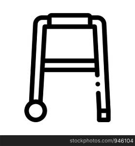 Walker Orthopedic Equipment With Rollers Vector Icon Thin Line. Orthopedic And Trauma Rehabilitation, Belt And Wheelchair Concept Linear Pictogram. Medical Rehab Goods Monochrome Contour Illustration. Walker Orthopedic Equipment With Rollers Vector