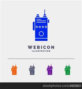 walkie, talkie, communication, radio, camping 5 Color Glyph Web Icon Template isolated on white. Vector illustration. Vector EPS10 Abstract Template background
