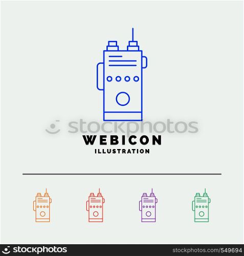 walkie, talkie, communication, radio, camping 5 Color Line Web Icon Template isolated on white. Vector illustration. Vector EPS10 Abstract Template background