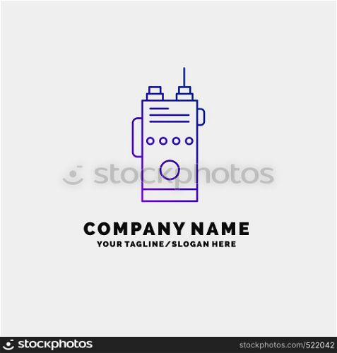 walkie, talkie, communication, radio, camping Purple Business Logo Template. Place for Tagline. Vector EPS10 Abstract Template background